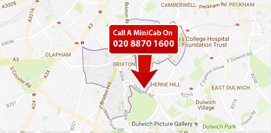 brixton map - london minicab