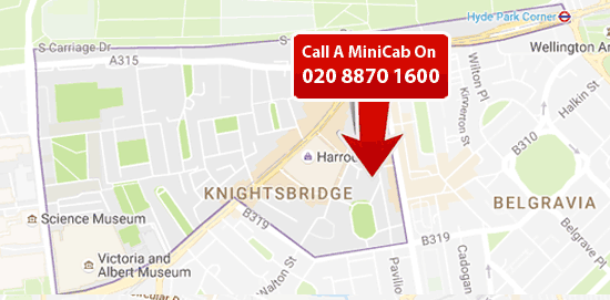 knightsbridge map - london minicab